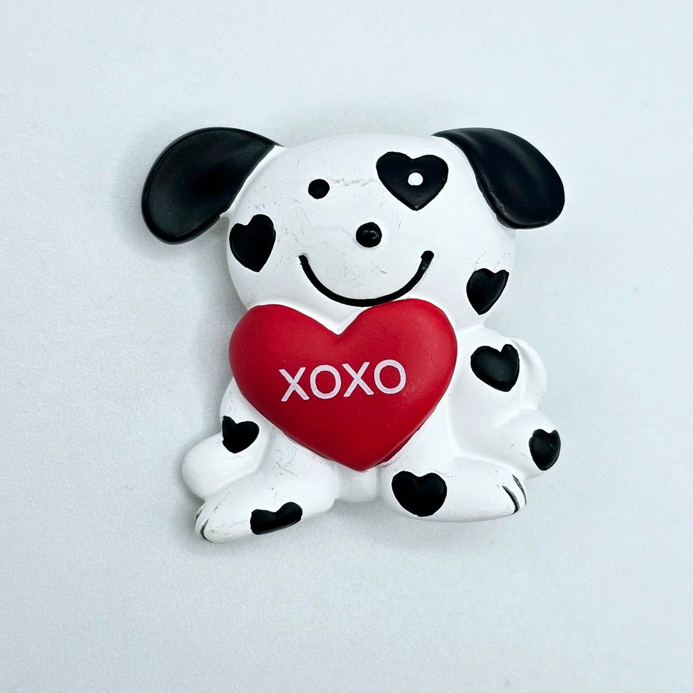 Dog Brooch Dalmation Hearts Valentine XOXO Puppy Patch Resin Pin
